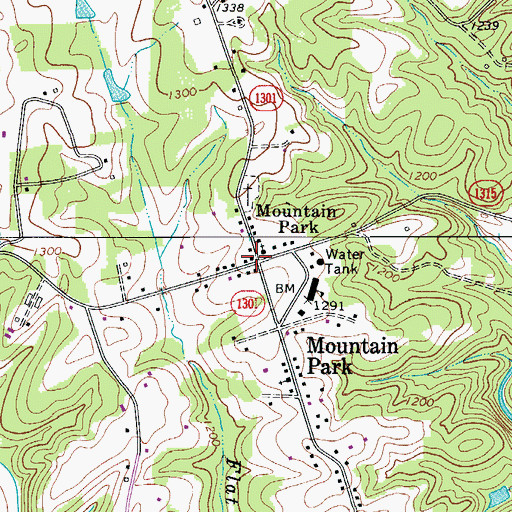 Topographic Map of Mountain Park, NC