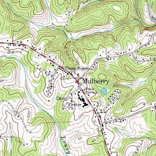 Topographic Map of Mulberry, NC