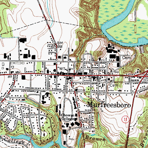 Topographic Map of Murfreesboro, NC