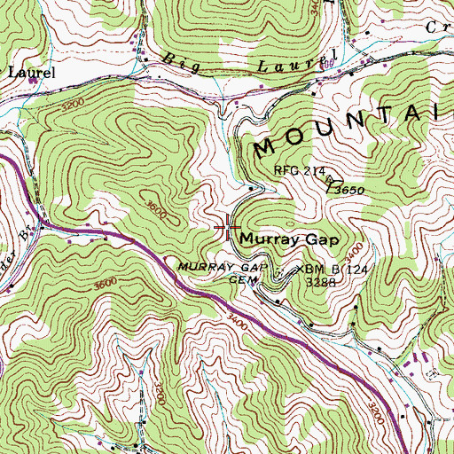 Topographic Map of Murray Gap, NC