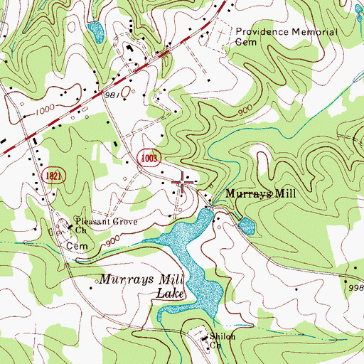 Topographic Map of Murrays Hill, NC
