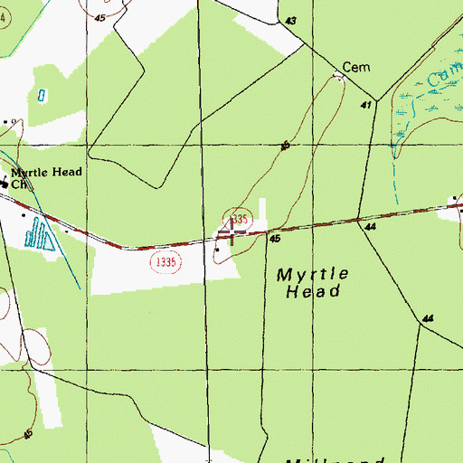 Topographic Map of Myrtle Head, NC