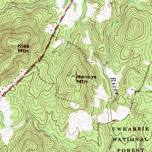 Topographic Map of Nancys Mountain, NC