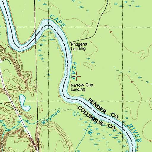 Topographic Map of Narrow Gap Landing, NC