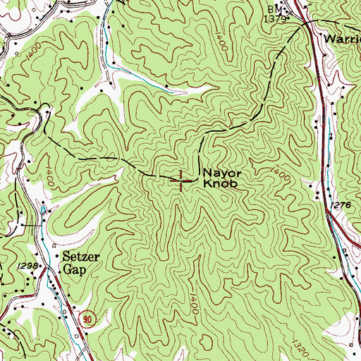 Topographic Map of Nayor Knob, NC
