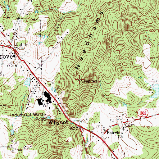 Topographic Map of Needhams Mountain, NC