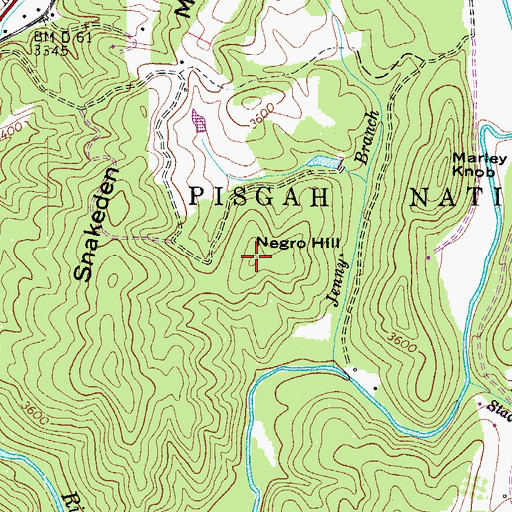 Topographic Map of Negro Hill, NC