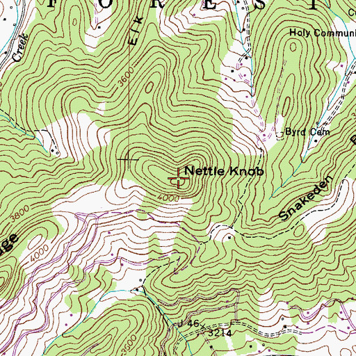 Topographic Map of Nettle Knob, NC