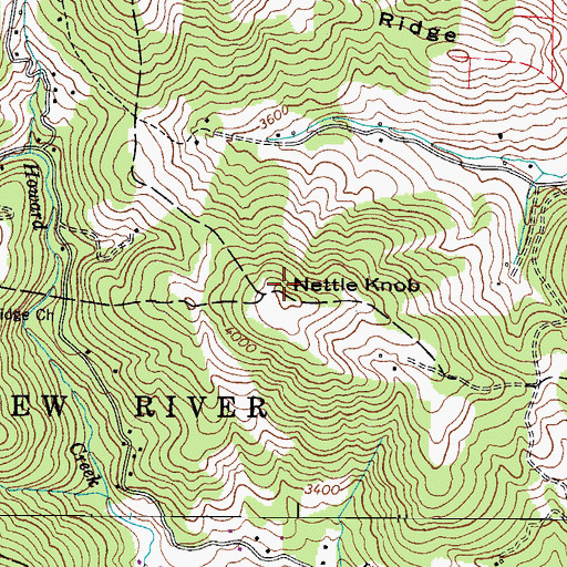 Topographic Map of Nettle Knob, NC