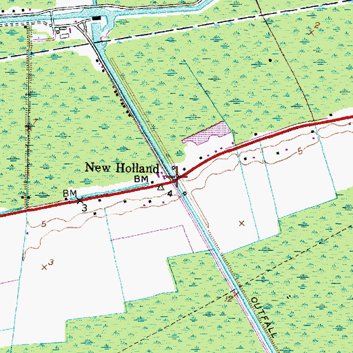 Topographic Map of New Holland, NC