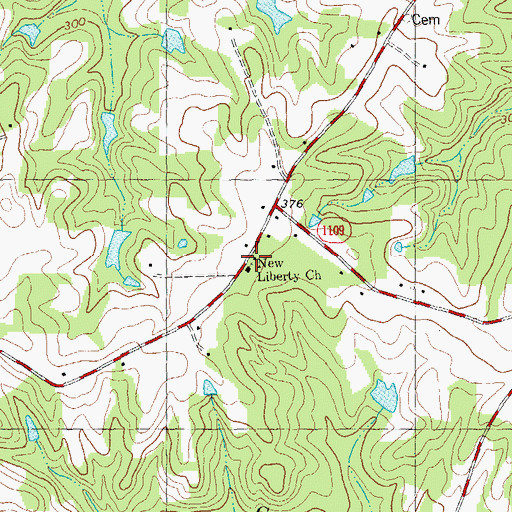Topographic Map of New Liberty Church, NC