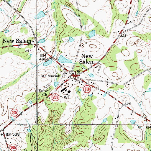 Topographic Map of New Salem, NC