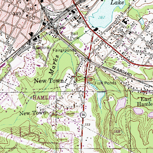 Topographic Map of New Town, NC