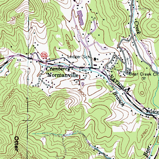 Topographic Map of Normanville, NC