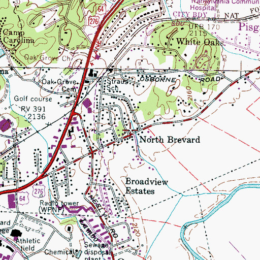 Topographic Map of North Brevard, NC