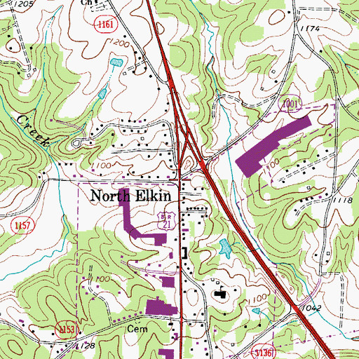 Topographic Map of North Elkin, NC