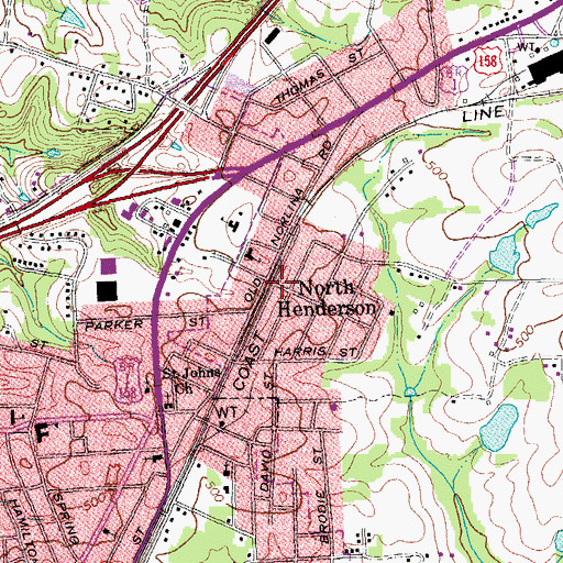 Topographic Map of North Henderson, NC