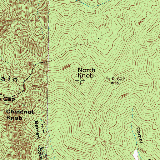 Topographic Map of North Knob, NC