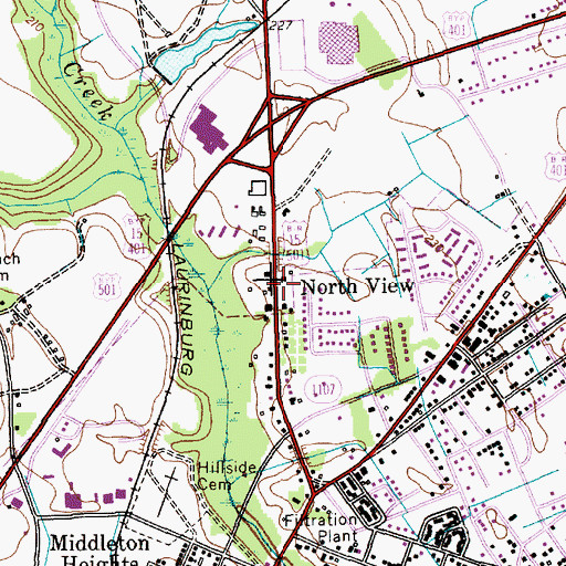 Topographic Map of North View, NC