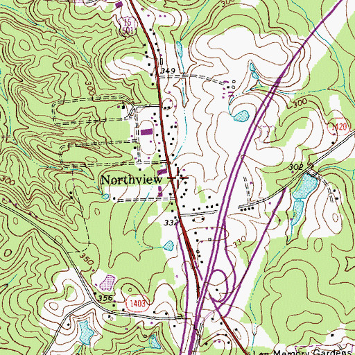 Topographic Map of Northview, NC