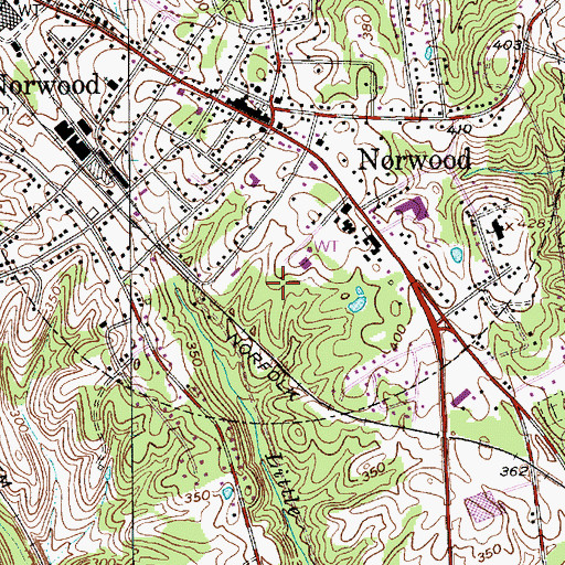 Topographic Map of Norwood, NC