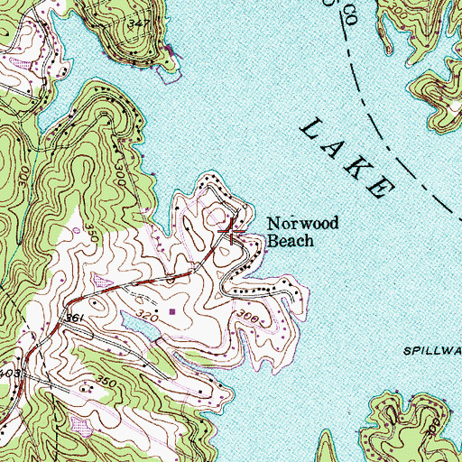 Topographic Map of Norwood Beach, NC