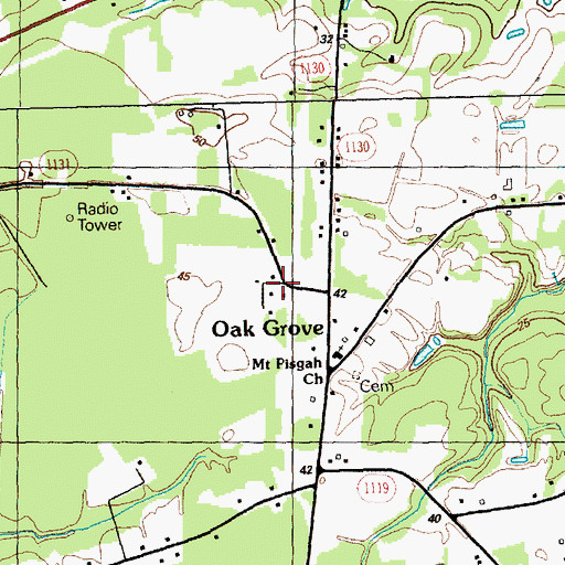 Topographic Map of Oak Grove, NC