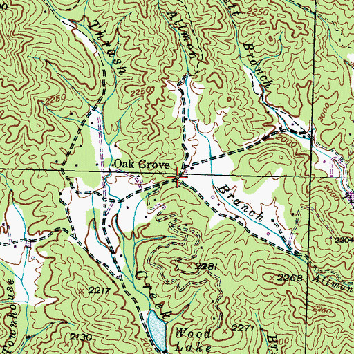 Topographic Map of Oak Grove, NC