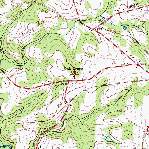 Topographic Map of Oak Grove Church, NC
