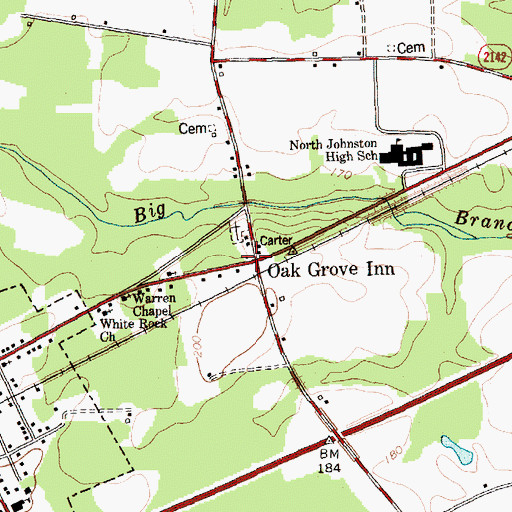 Topographic Map of Oak Grove Inn, NC