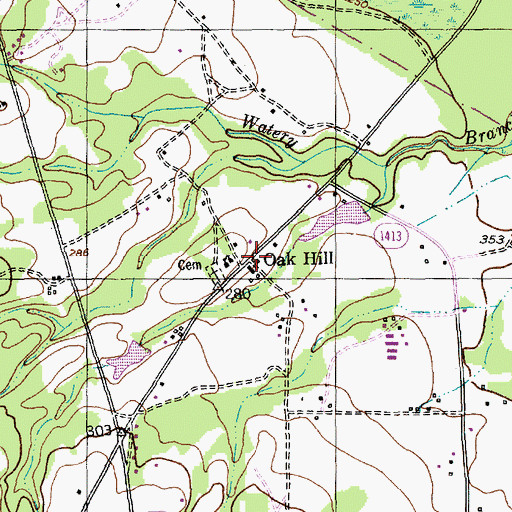 Topographic Map of Oak Hill, NC