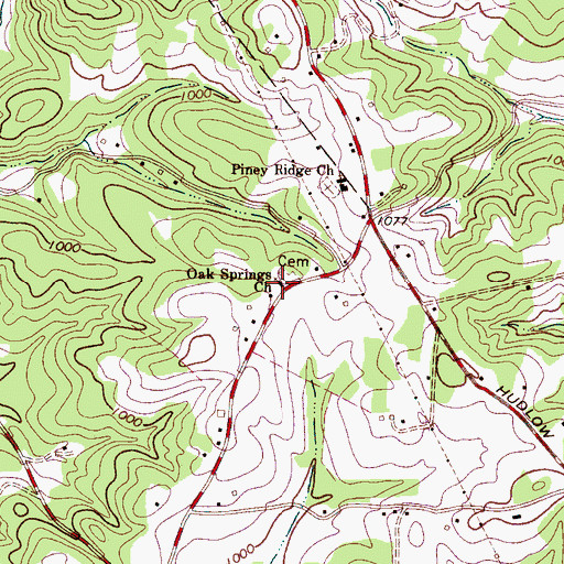 Topographic Map of Oak Springs Church, NC