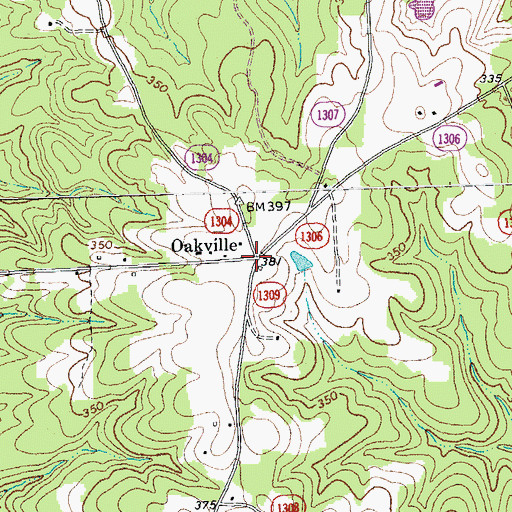 Topographic Map of Oakville, NC