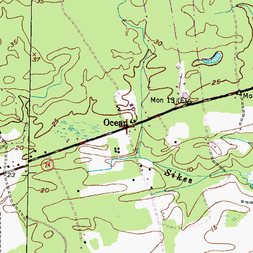 Topographic Map of Ocean, NC