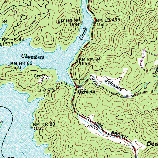 Topographic Map of Ogreeta, NC