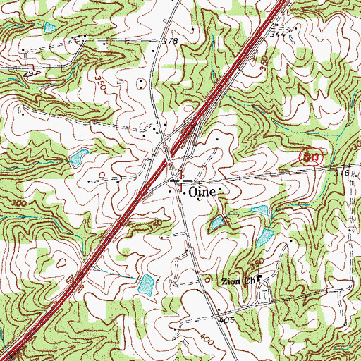 Topographic Map of Oine, NC