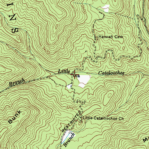 Topographic Map of Ola, NC