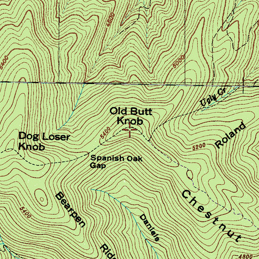 Topographic Map of Old Butt Knob, NC