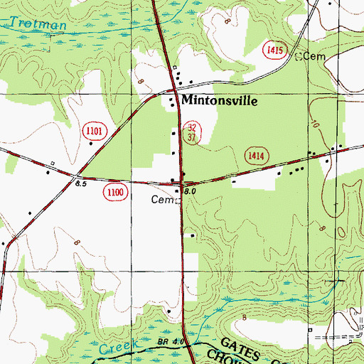Topographic Map of Old Chapel Crossroads, NC