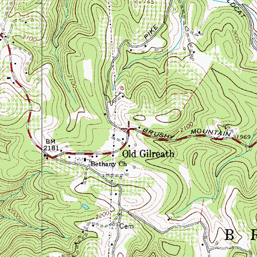 Topographic Map of Old Gilreath, NC
