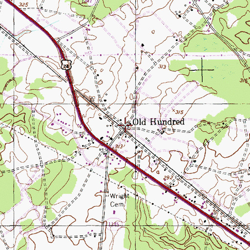 Topographic Map of Old Hundred, NC