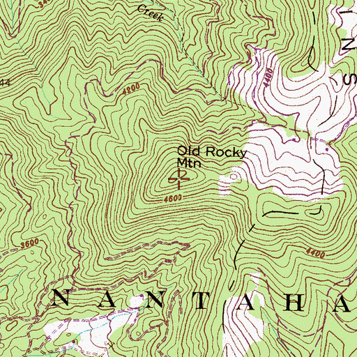 Topographic Map of Old Rocky Mountain, NC