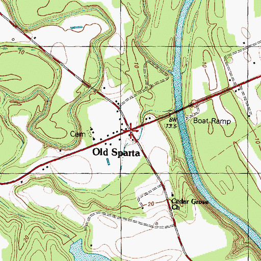 Topographic Map of Old Sparta, NC