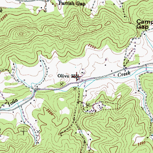 Topographic Map of Olive Hill, NC