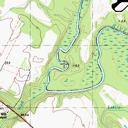 Topographic Map of Olivers Landing, NC