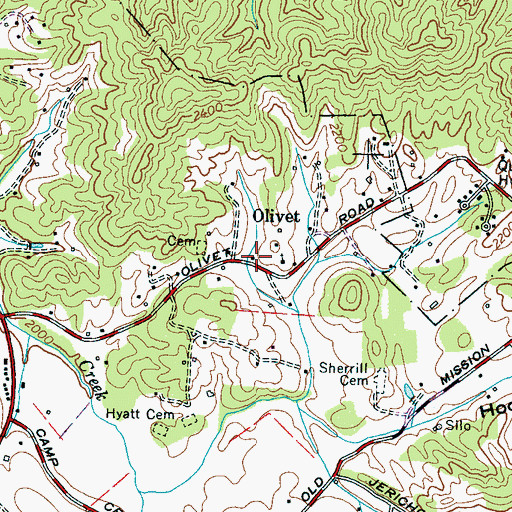 Topographic Map of Olivet, NC