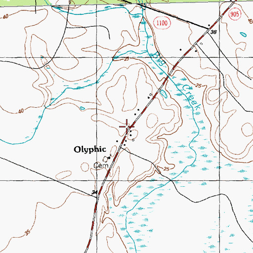 Topographic Map of Olyphic, NC