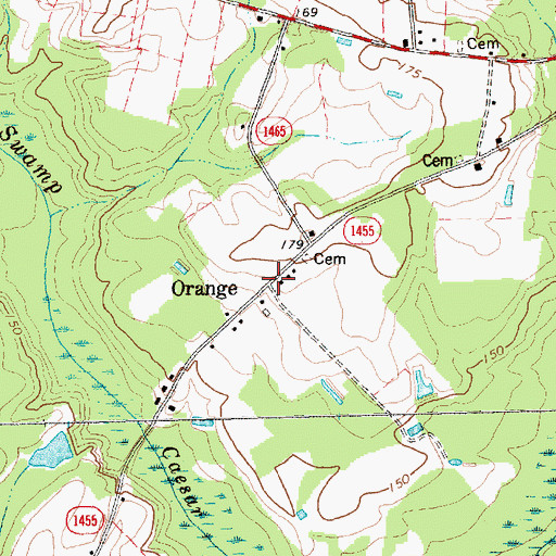 Topographic Map of Orange, NC