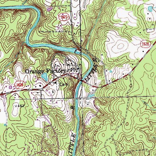 Topographic Map of Orange Factory, NC