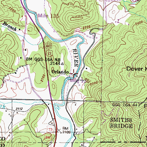 Topographic Map of Orlando, NC
